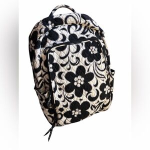 Vera Bradley Floral Black and White Quilted Night and Day Large Backpack